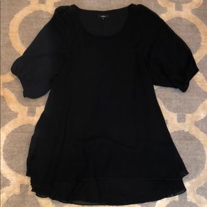 Millau Black Silky Layered Tunic w/ sheer sleeves